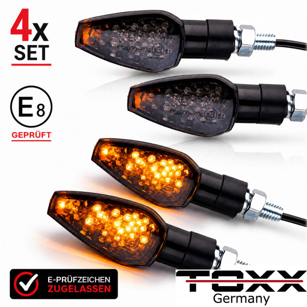 LED Blinker Peak schwarz kurz smoke Set 4er Set